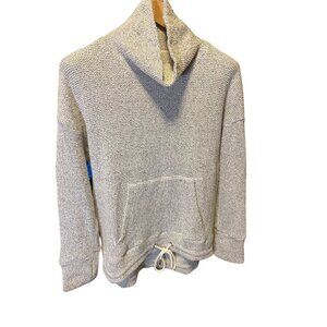 M Gray White Textured Mock Neck Long Sleeve Pullover Sweater Sz XL